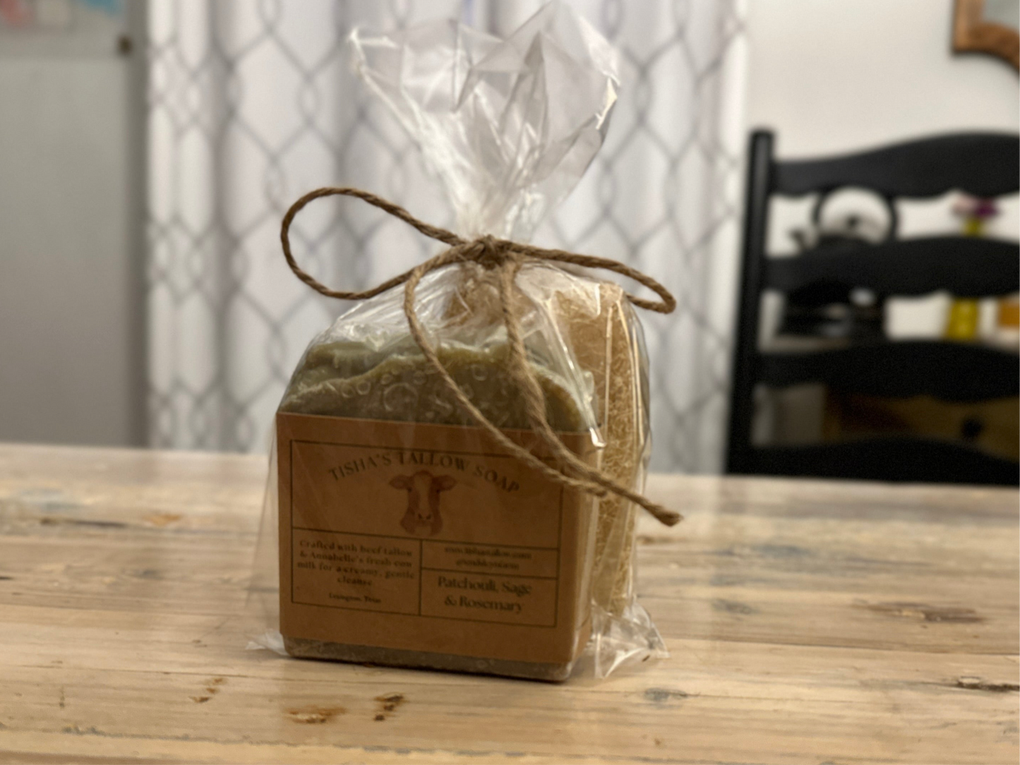Rosemary and Lavender Tallow Soap and Natural Luffa Gift Set